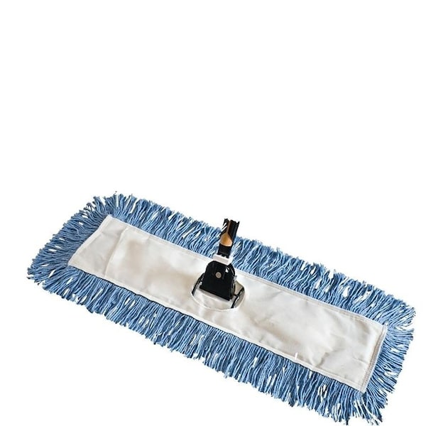 Rubbermaid Dust Mop, Cotton Head, Wood Handle, 664 in L, Blue